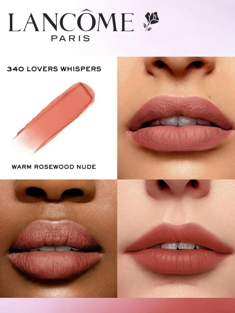 Lancome Soft Matte Lipstick in Love Whispers - Rosewood Nude - NEW